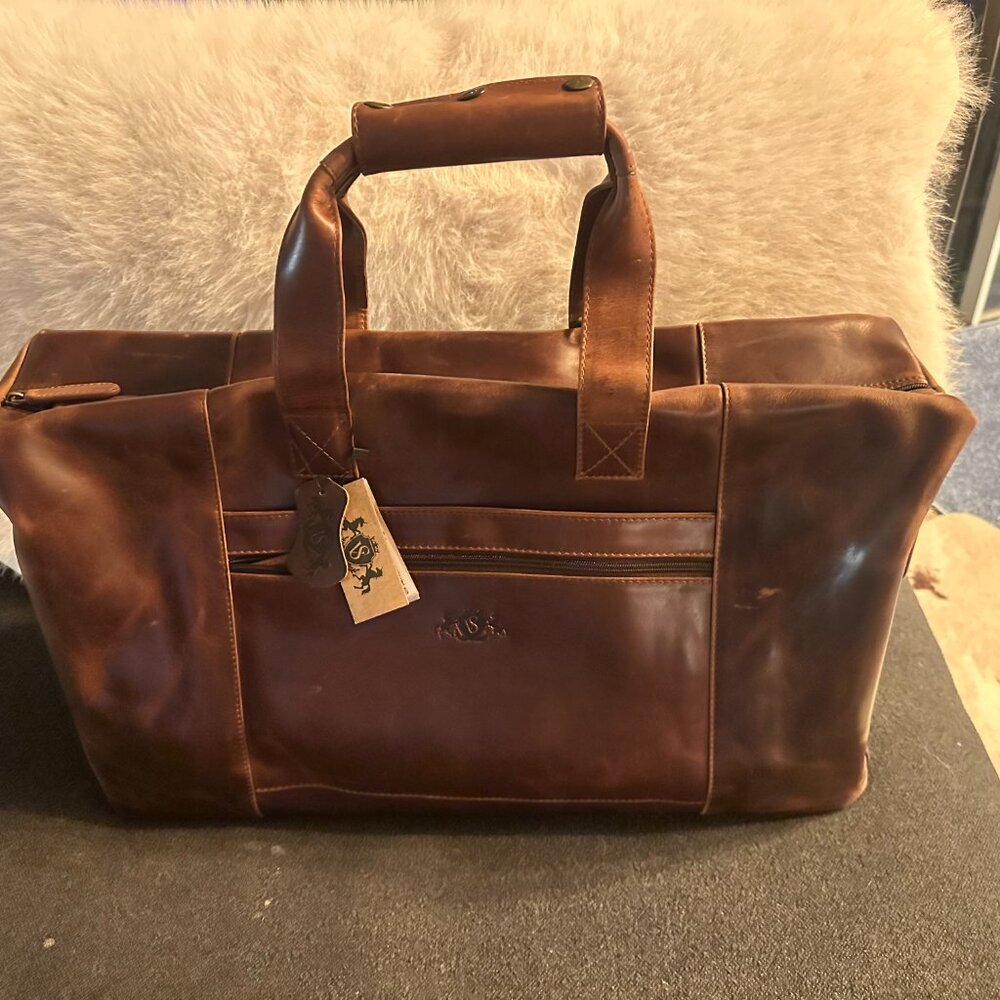 NEW Sid & Vain Luxury Travel Duffel Bag Hand Made Genuine Leather - Picture 5 of 10